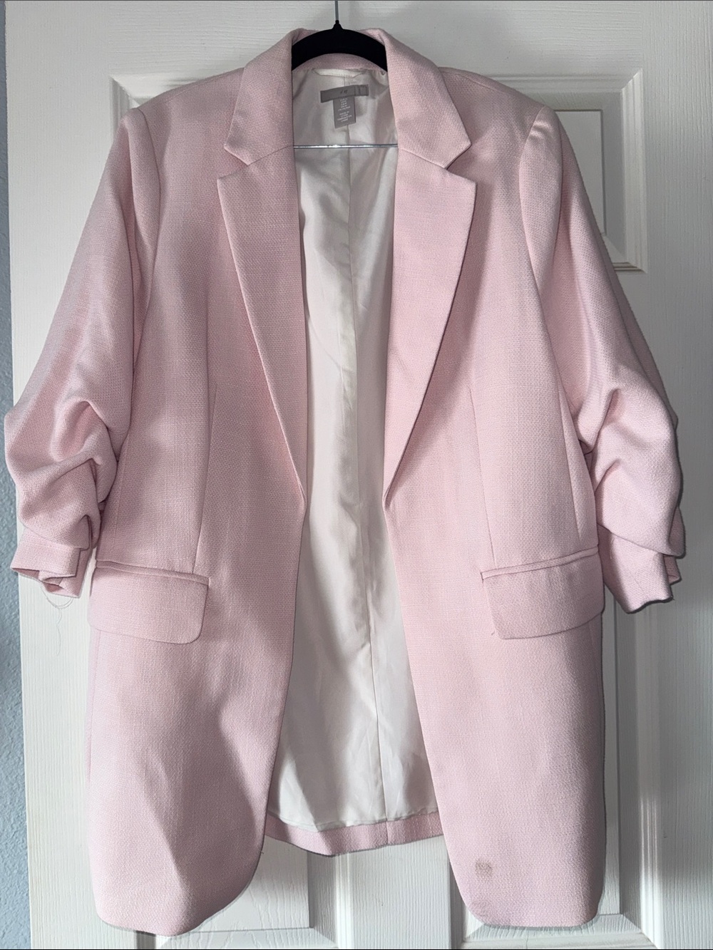 Eloquii Light Pink Textured Open-Front Blazer